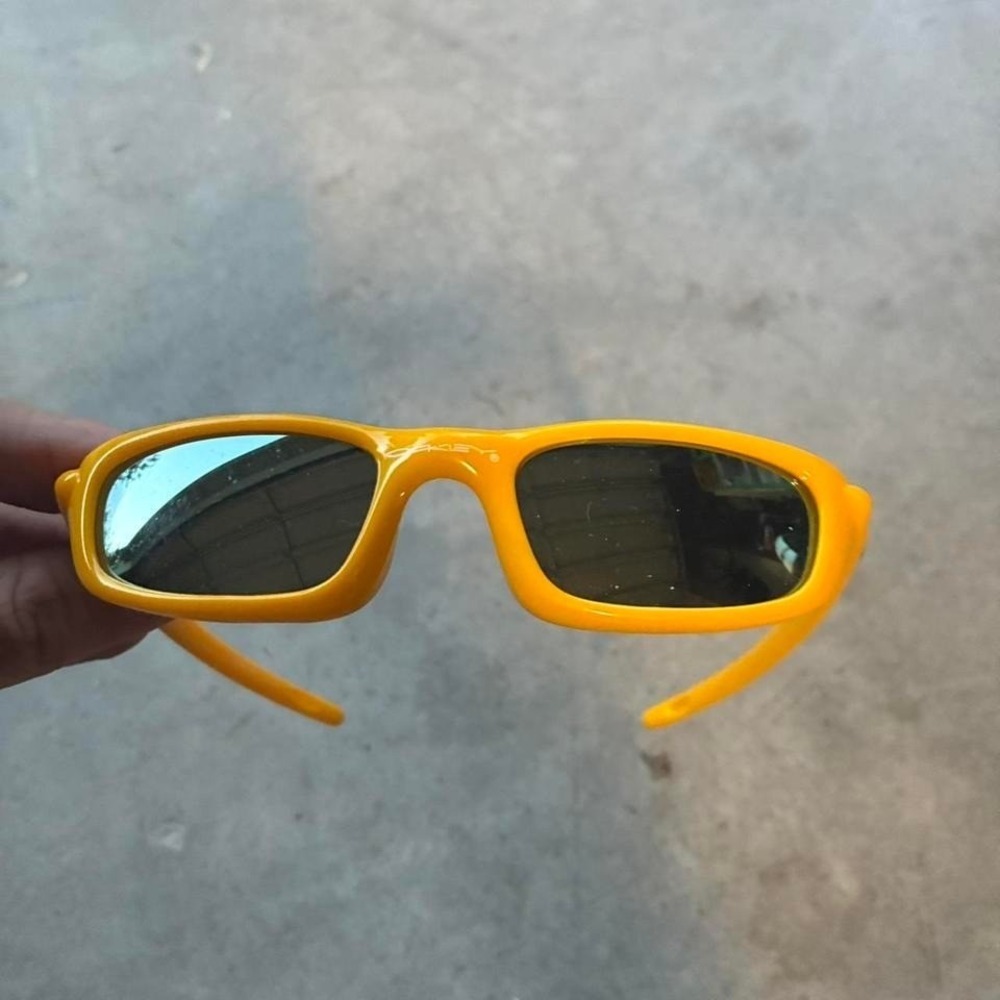Yellow Oakley Sunglasses Black Lenses Vintage Golf Wang Blocky Style Shades